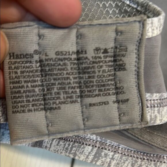 HANES Gray Heather Large Wireless Bra Soft Jersey Mesh Adjustable Lined - Picture 9 of 10